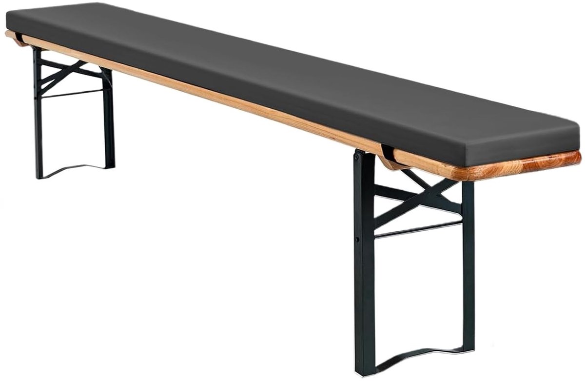 Omgoods - Waterdichte Bierbank Kussen met Antislip en Gesp 220 x 25 x 3 cm Anthraciet