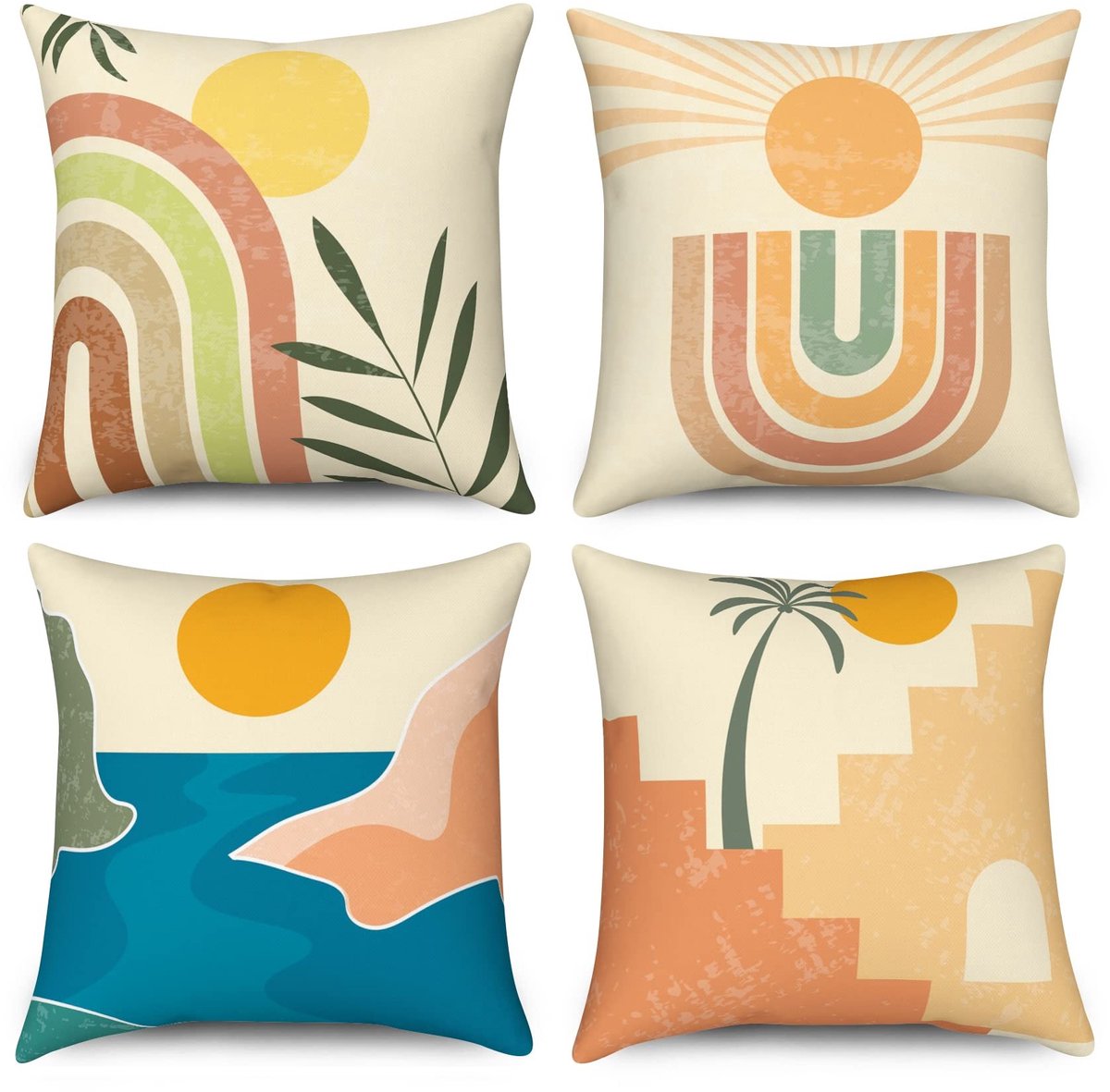 Omgoods - Set van 4 Geometrische Kussenhoezen 45x45cm voor een Modern Interieur