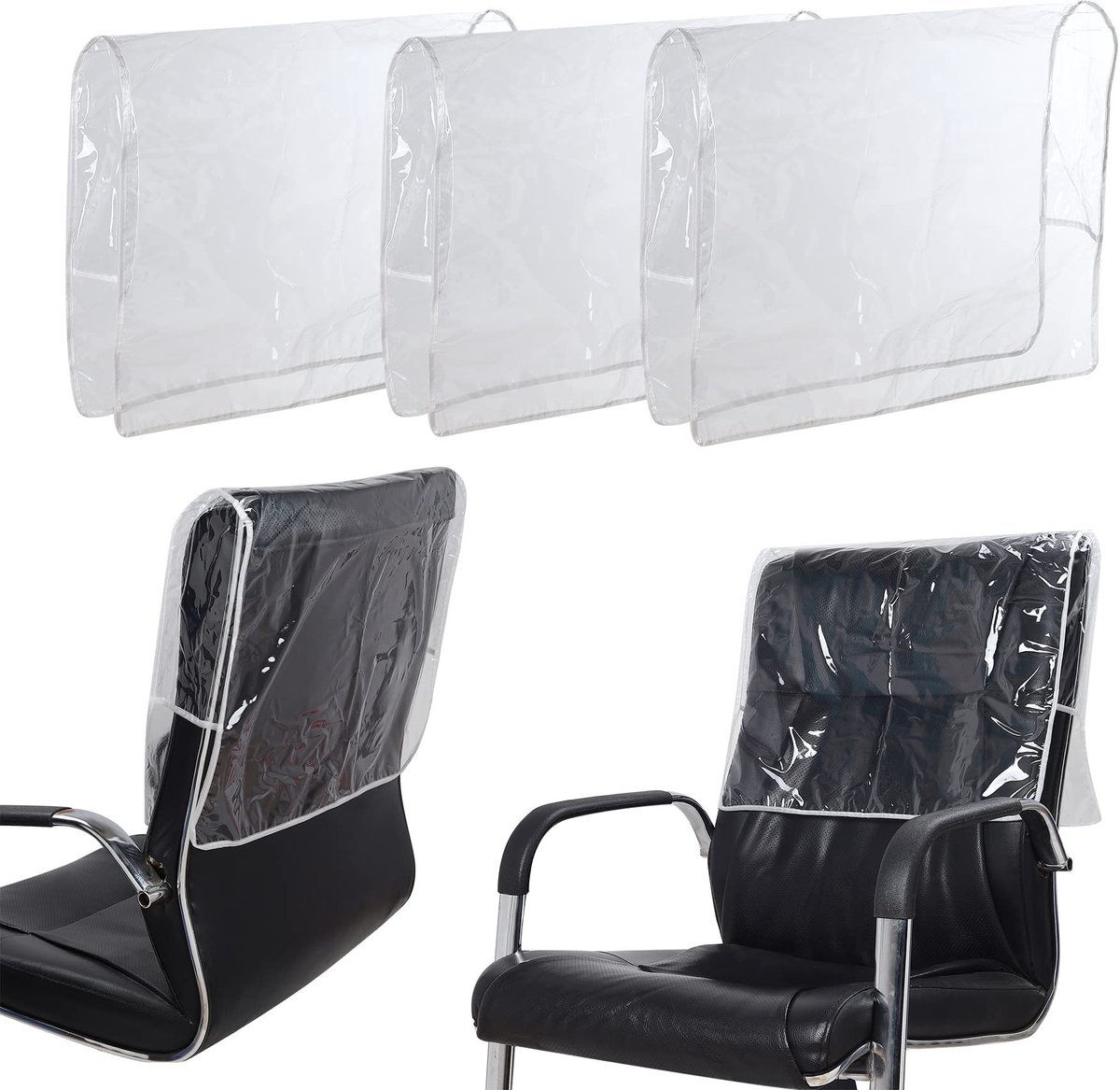 Omgoods - Set van 3 Beschermhoezen voor Salonstoelen van Doorzichtig Vinyl