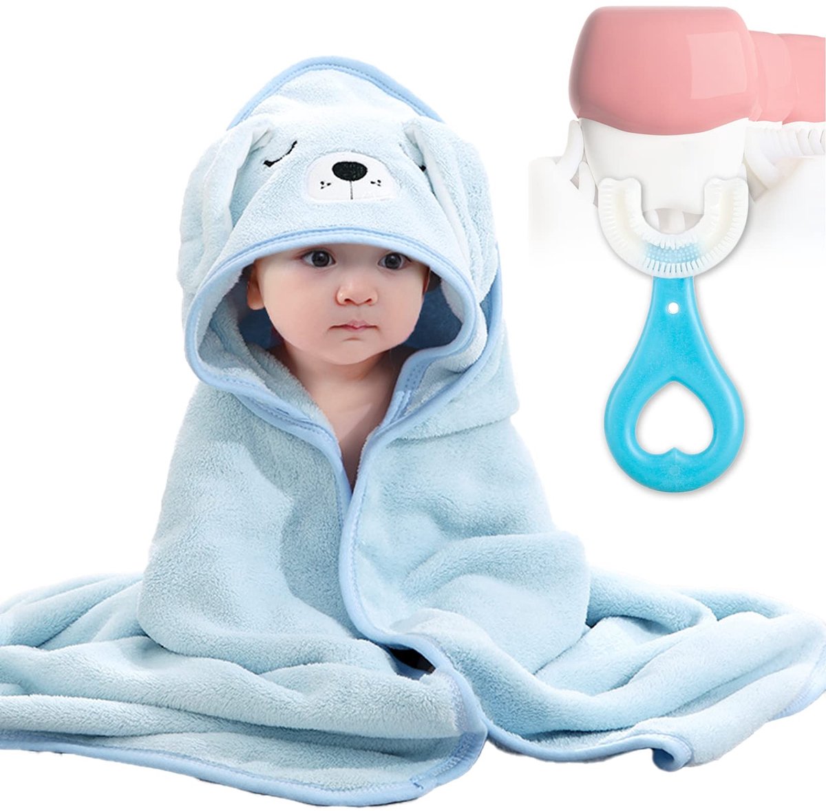 Omgoods- Badhanddoek Set 2x - Absorberend - Capuchon - Dierendesign - Ademend - Voor Pasgeborenen/Kinderen - Babyhanddoek