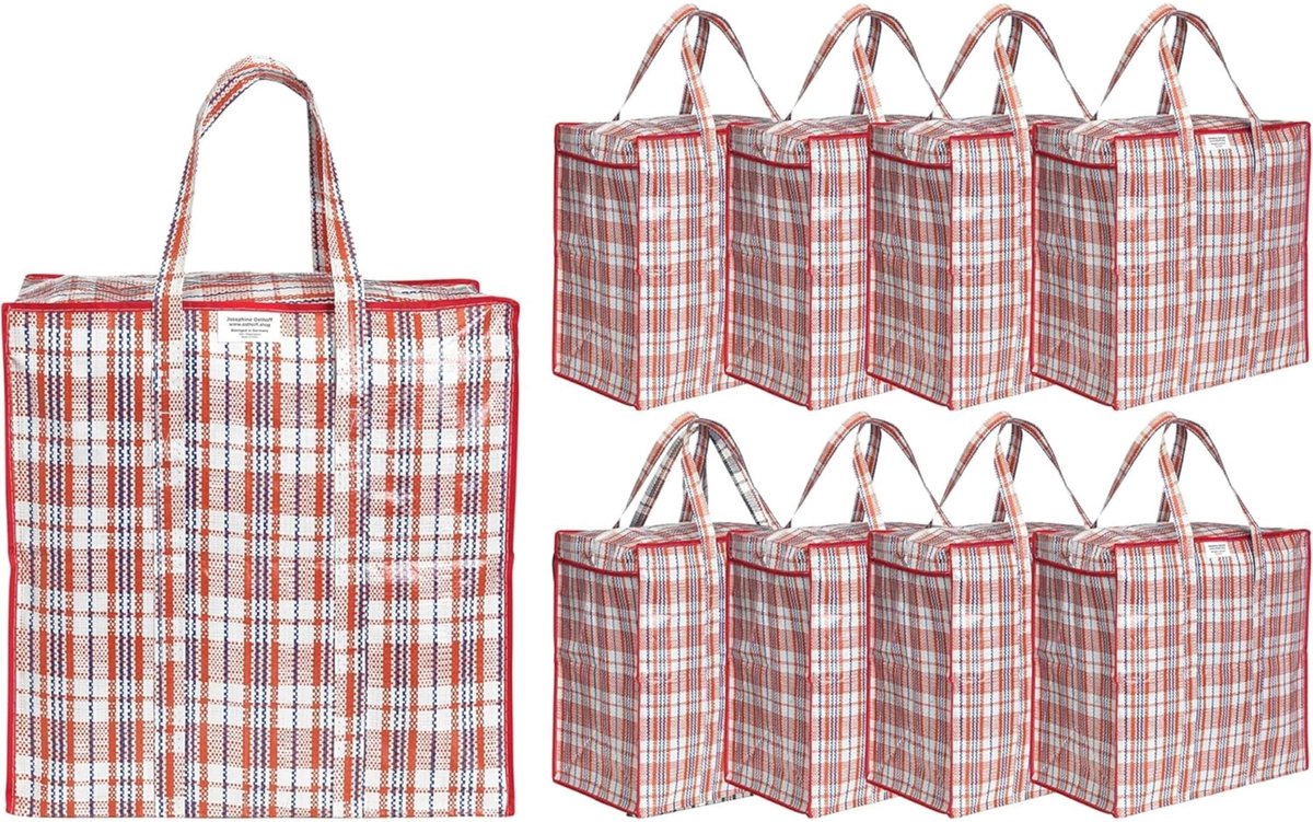 Omgoods - Set van 9 Waterdichte Opslagtassen 75L met Rits in Rood
