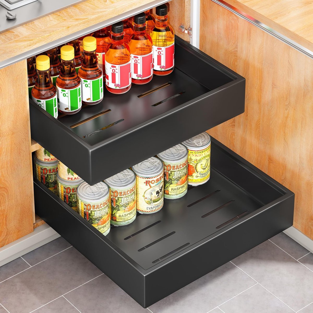 Omgoods - Uittrekbare Keuken Organizer, Eenvoudig te Installeren zonder Boren