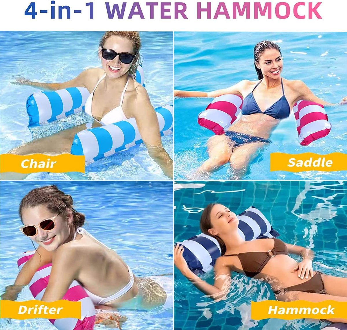 Omgoods - Zwembad Float Water Hammock 4-in-1 - Opblaasbare Lounge voor Volwassenen en Kinderen