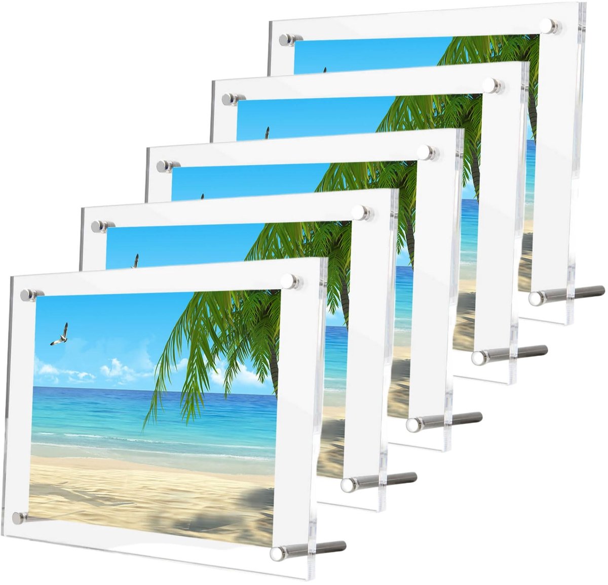 Omgoods - Set van 5 Acryl Fotolijsten voor 15x20cm Foto's - Duidelijke Desk Display