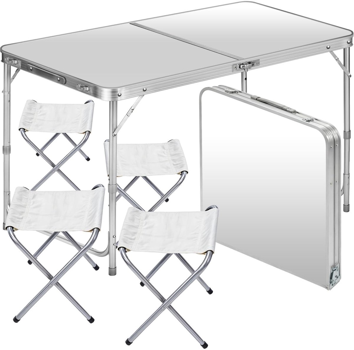 Omgoods - Vouwbare Multifunctionele Tafel met 4 Stoelen - Verstelbare Campingtafel