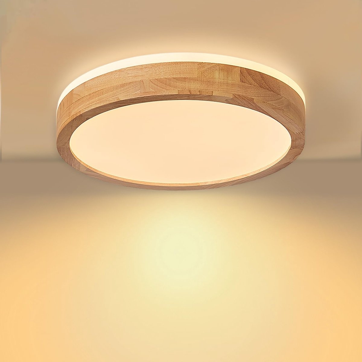 Omgoods - LED Plafondlamp van Hout, Dimbaar en Energiezuinig