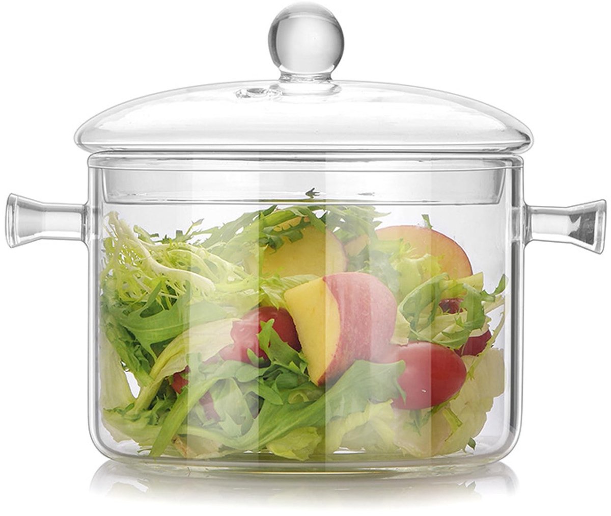 Omgoods - 1400ml Glazen Pot met Deksel voor Koken en Bewaren