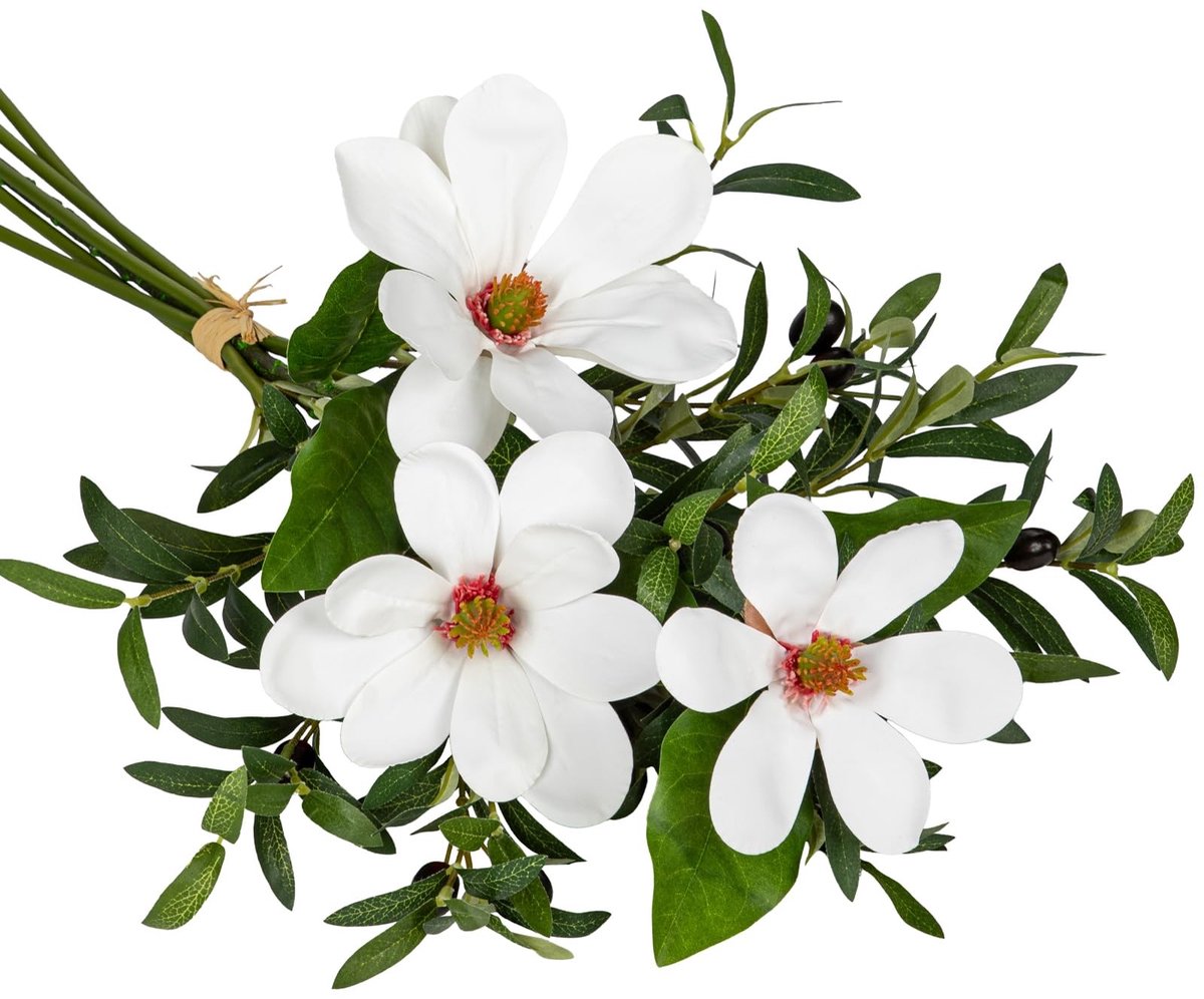 Omgoods - Kunstmatige Olijf Takken met Magnolia Bloemen voor Interieurdecoratie