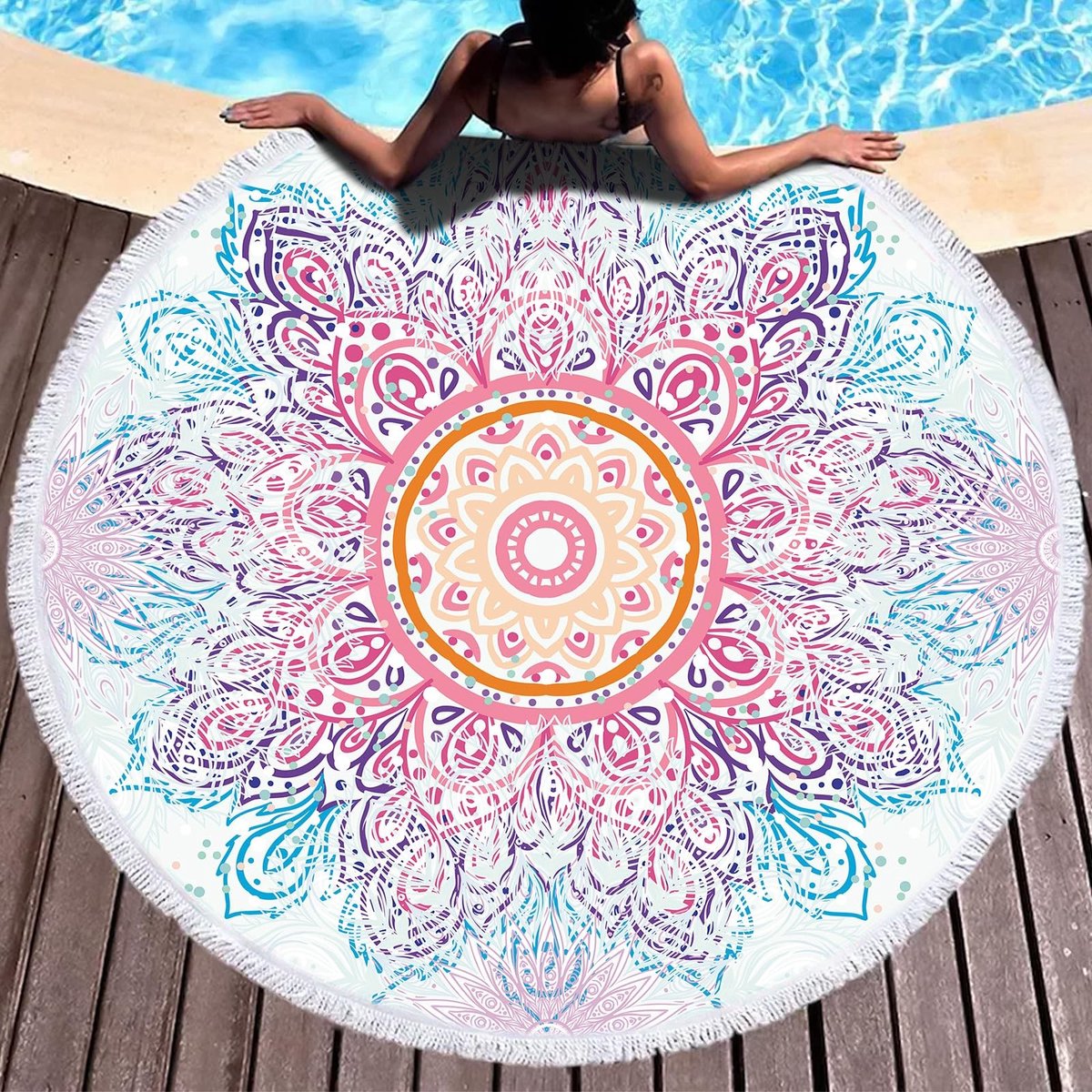 Omgoods - Mandala Microfiber Strandlaken - XXL Rond Yoga Mat