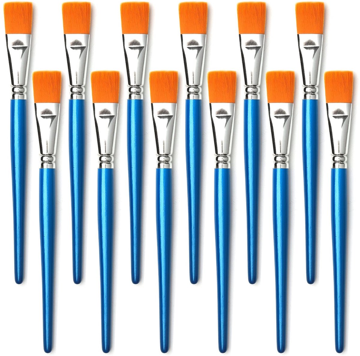 Omgoods - Set van 12 Platte Acrylborstels voor Schilderen
