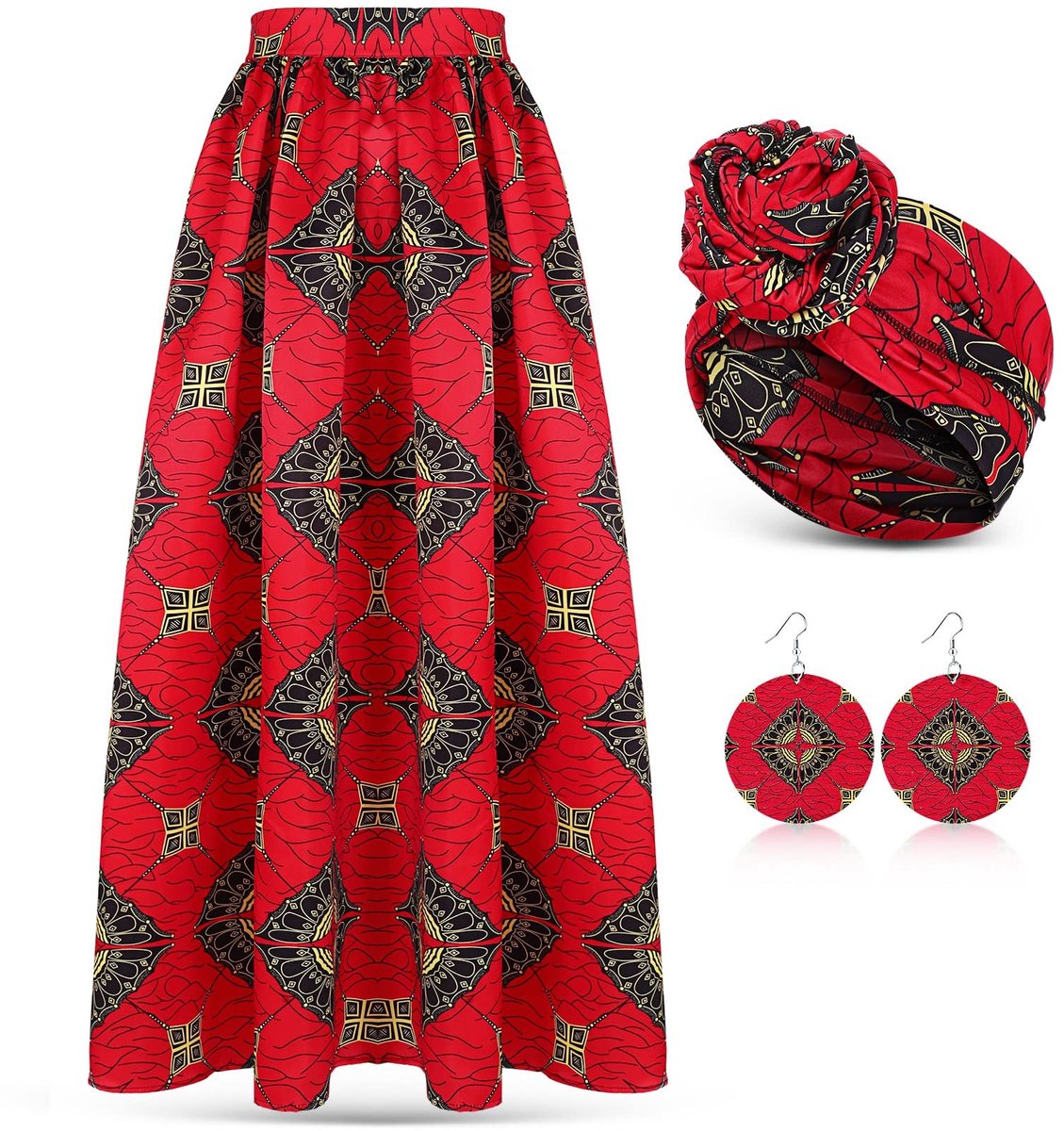 Omgoods - Set van 3 Vrouwen Afrikaanse Maxi Rok met Zakken