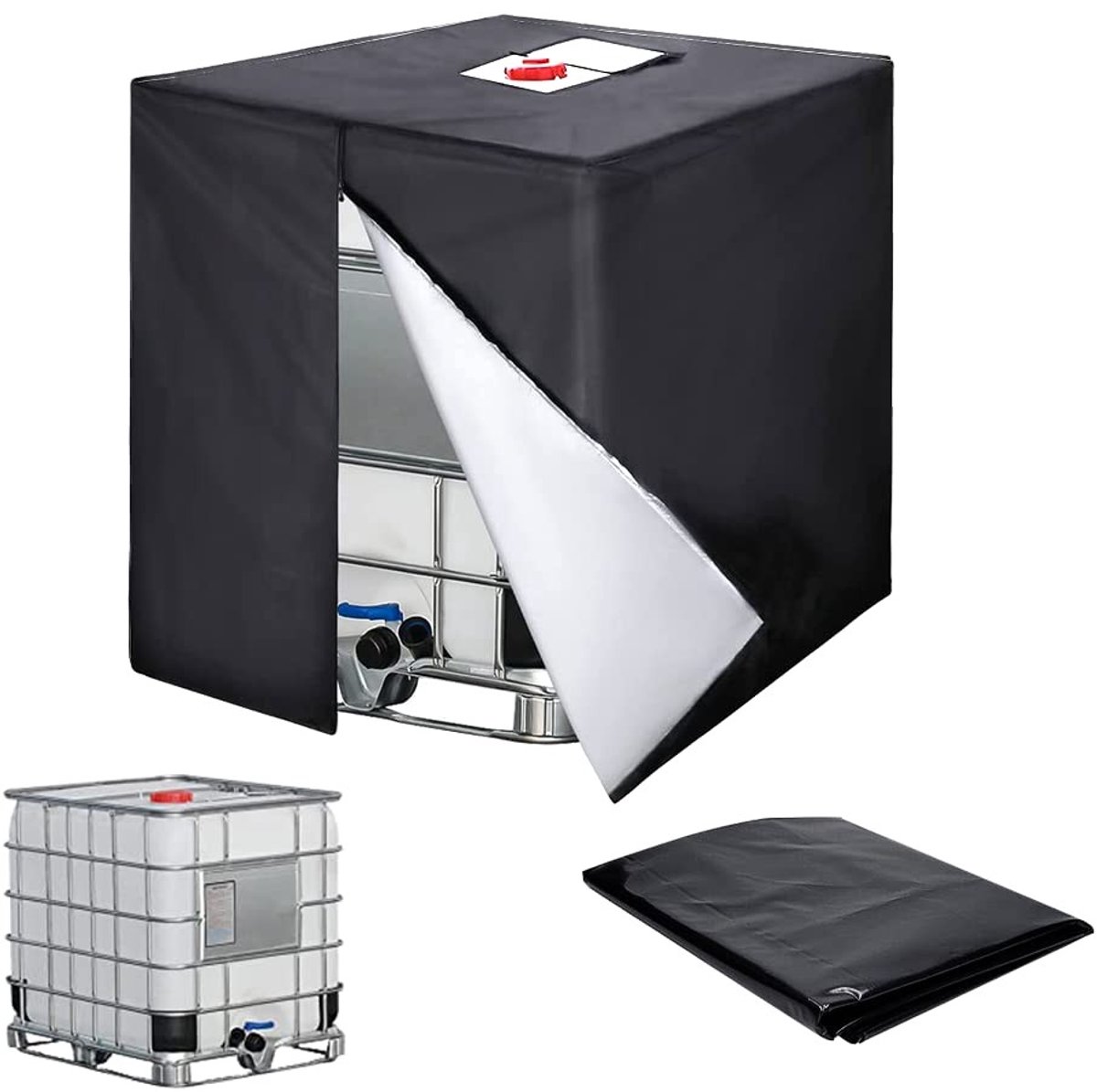 Omgoods - IBC Tankafdekking, 420D Waterdicht Afdekzeil voor 1000 Liter Tank