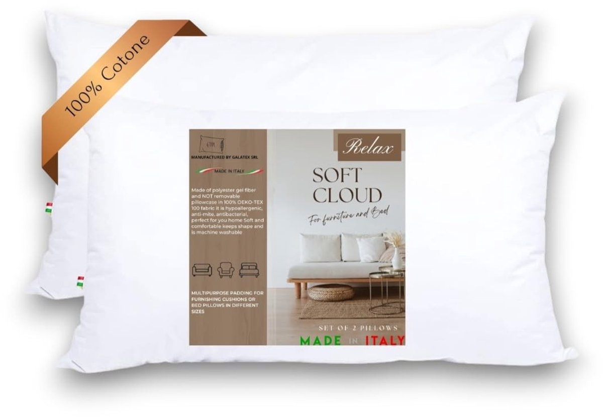 Omgoods- Hoofdkussen 50x80 cm - Set van 2 - Hypoallergeen - Ademend - Polyester vulling - Comfortabel herstel - Kussen