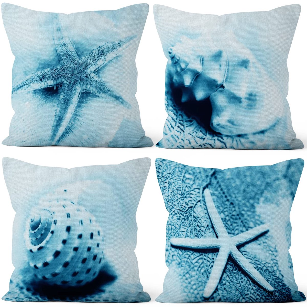 Omgoods - 41 x 41 cm Decoratieve Kussenhoes met Sterren en Schelpen