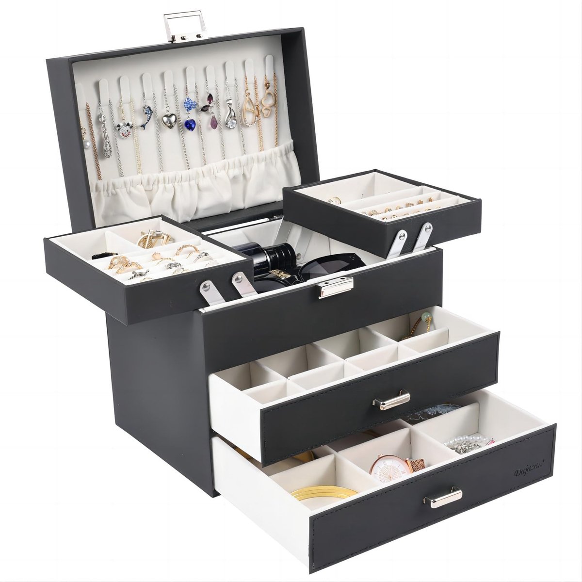 Omgoods - Grote Sieradenbox met 4 Lagen en 2 Laden voor Diverse Sieraden