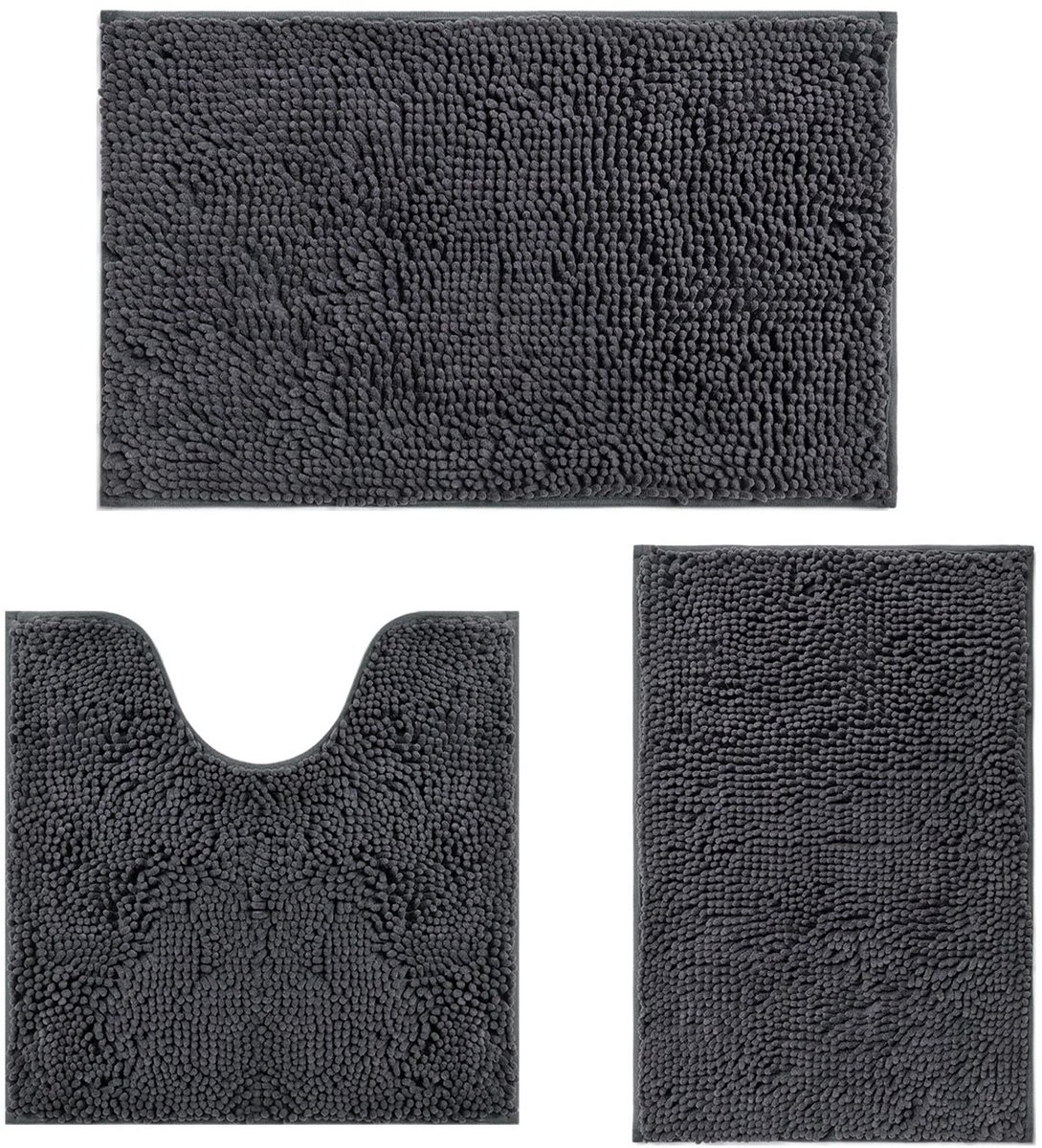 Omgoods - Chenille Badmat Set van 3, Antislip en Wasbaar