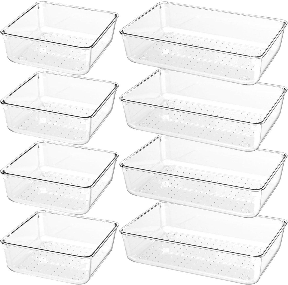 Omgoods - 8-Delige Transparante Lade Organizer Set voor Diverse Toepassingen