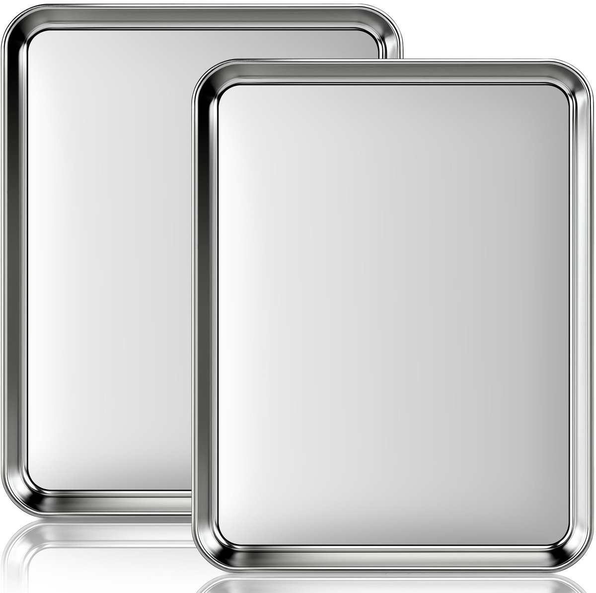 Omgoods- Bakplaat Antiaanbaklaag - Set van 2 - Roestvrij Staal - 31,5 x 24,5 x 2,5 cm - Vaatwasmachinebestendig - Eenvoudig Schoon te Maken - Ovenplaat