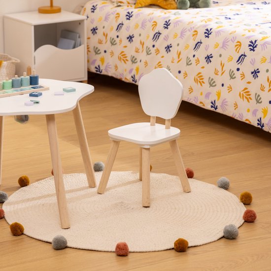 BEAU by Bo Kids Kindertafel + Kinderstoel Bloem - Wit van BEAU by Bo Kids — afbeelding 3