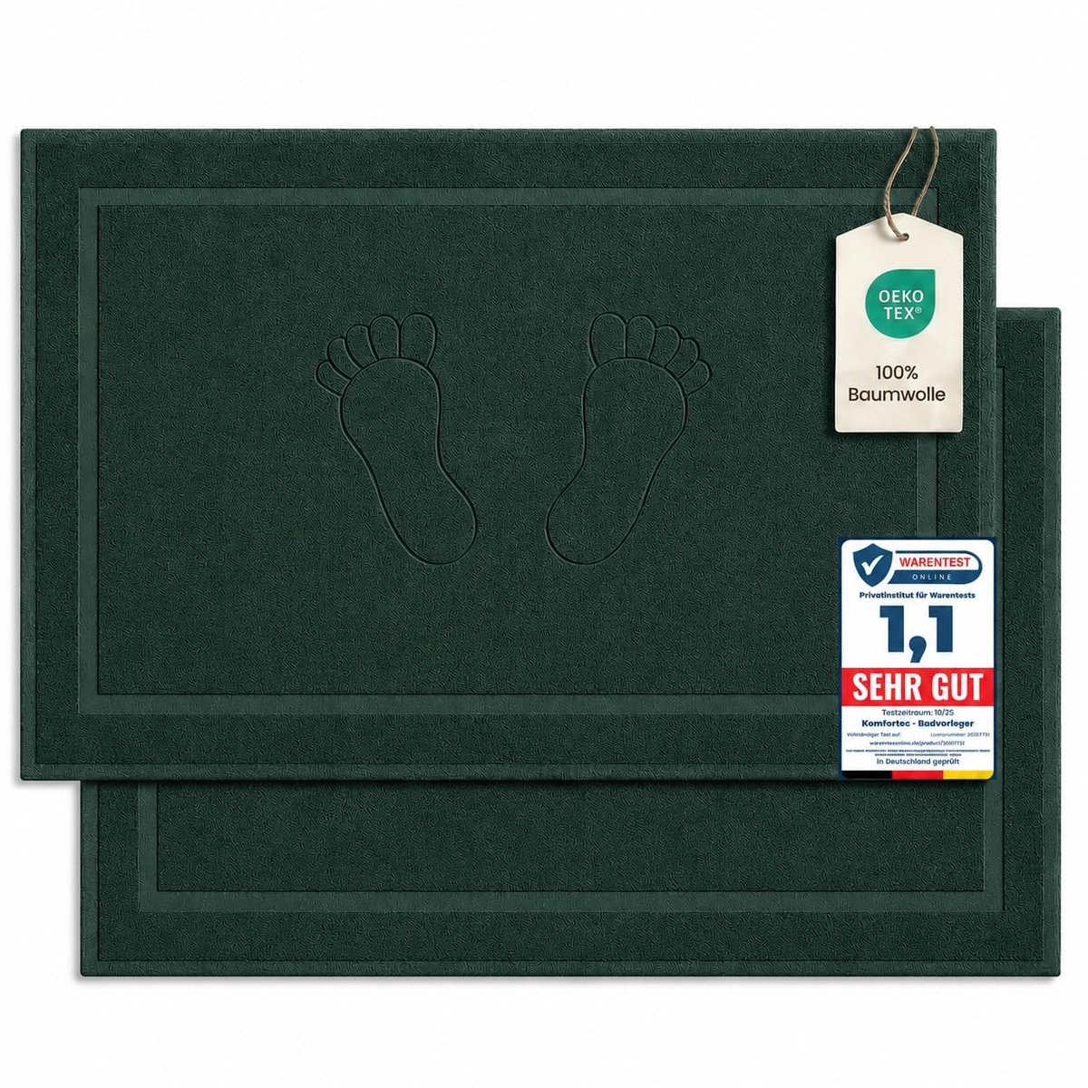 Omgoods - Badmat Set van 2, 100% Katoen, 800 GSM, Zacht en Absorberend, 50x80cm