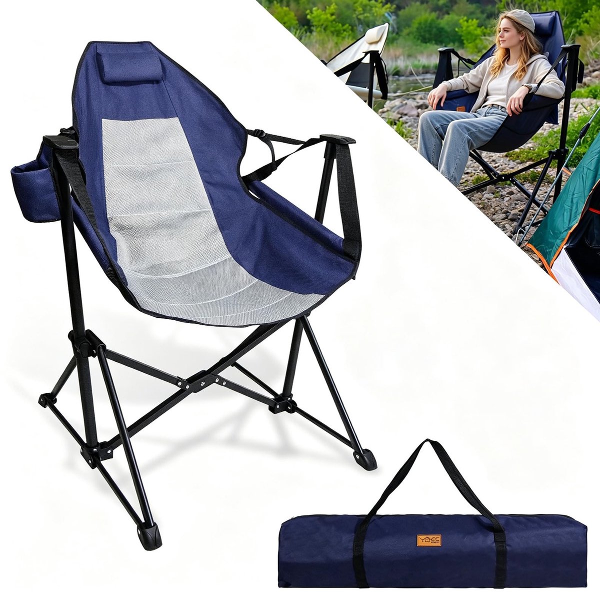 Omgoods - Opvouwbare Campingstoel met Rugleuning