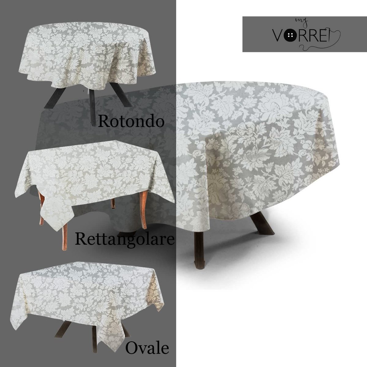 Omgoods - Ovaal Tafelkleed Vlekbestendig Jacquard Polyester 180 x 220 cm