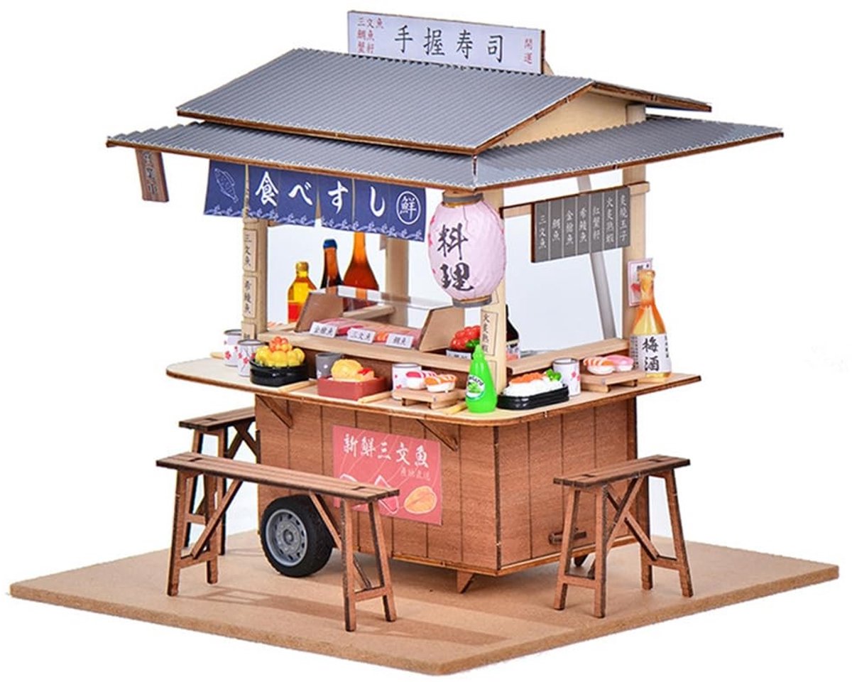 Omgoods - Miniatuur Poppenhuisset - Japanse Sushiwinkel met LED Verlichting