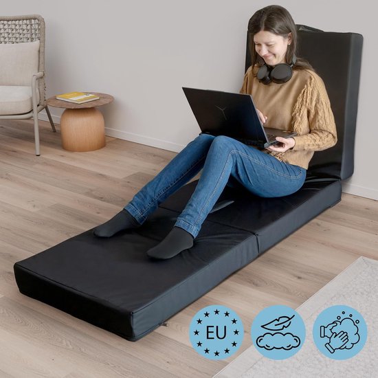 Vouwmatras - Opvouwbaar matras - Kamperen en reizen - Waterdichte bescherming - 200 x 80 cm - Zwart — afbeelding 2