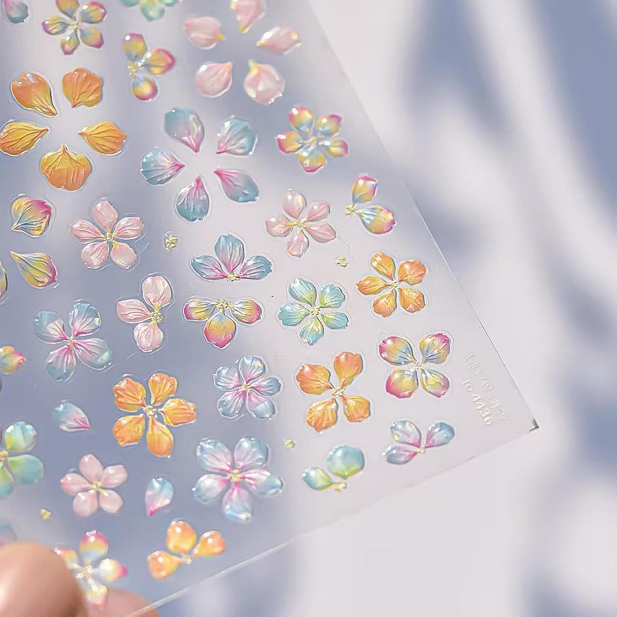 SnelShoppen - Flower Nail Stickers voor Nagelkunst, Kleurrijke Lente en Zomer Bloemen, 5D Geembosd, Zelfklevend, Vijfbladige Bloemen, Nagelversiering
