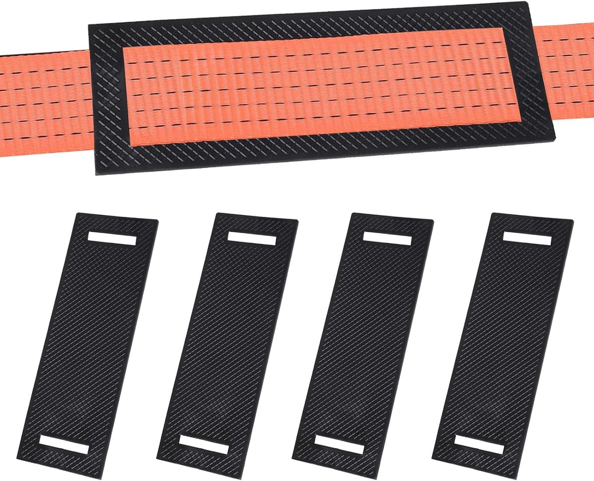 SnelShoppen - Rubber randbescherming voor spanbanden tot 50 mm breed, 290 x 100 x 3 mm, 4 stuks, rubber, laadbescherming, bandbeschermer, rubber strip