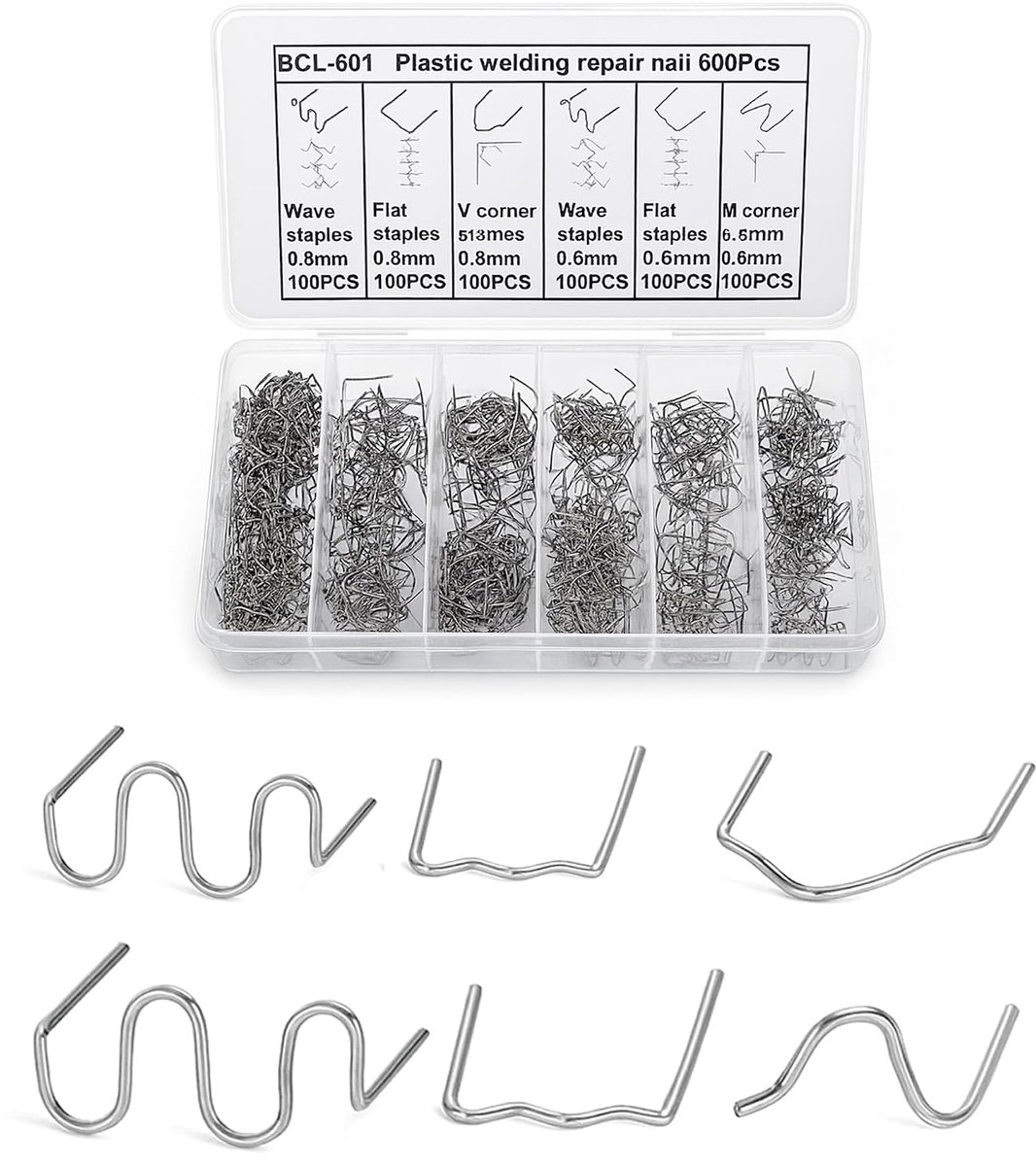 3000pcs Plastic Welding Machine, Staples: Plastic Welding Clamps, 0.8mm, 0.6mm, Welding Rods, Clamps for Car, Plastic - ShopVlot