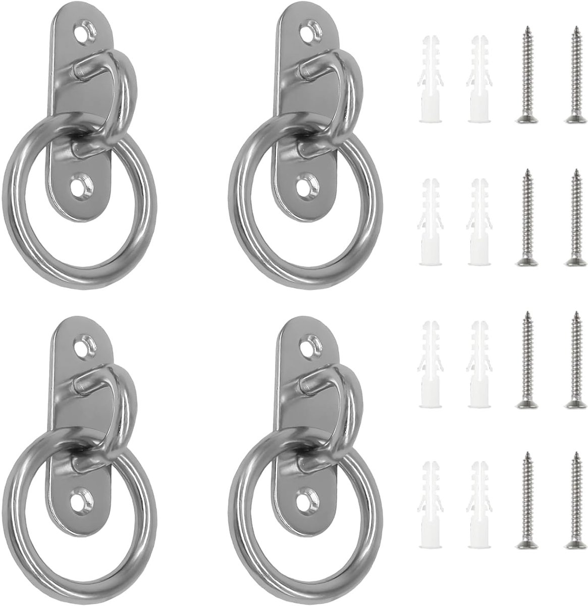 Oogplaat 4 stuks - 5 mm gat diameter - roestvrij staal - sterke belastingcapaciteit - ShopVlot