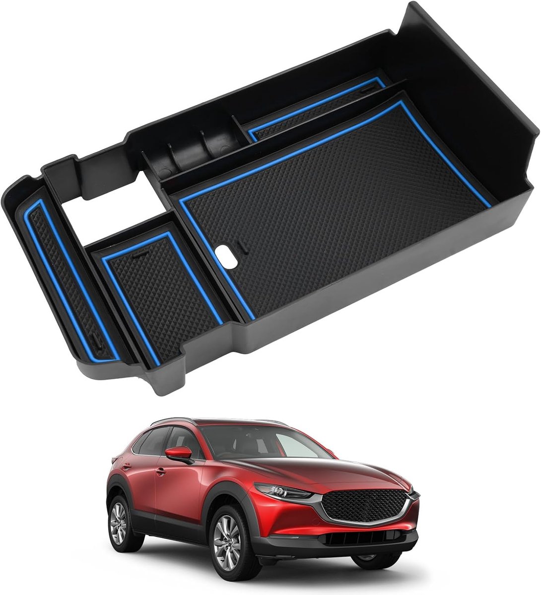 SnelShoppen - Opbergcompartiment in middenconsole voor Mazda CX-30 CX30 2019-2025, extra opbergruimte met antislip bodem, perfect voor een opgeruimde
