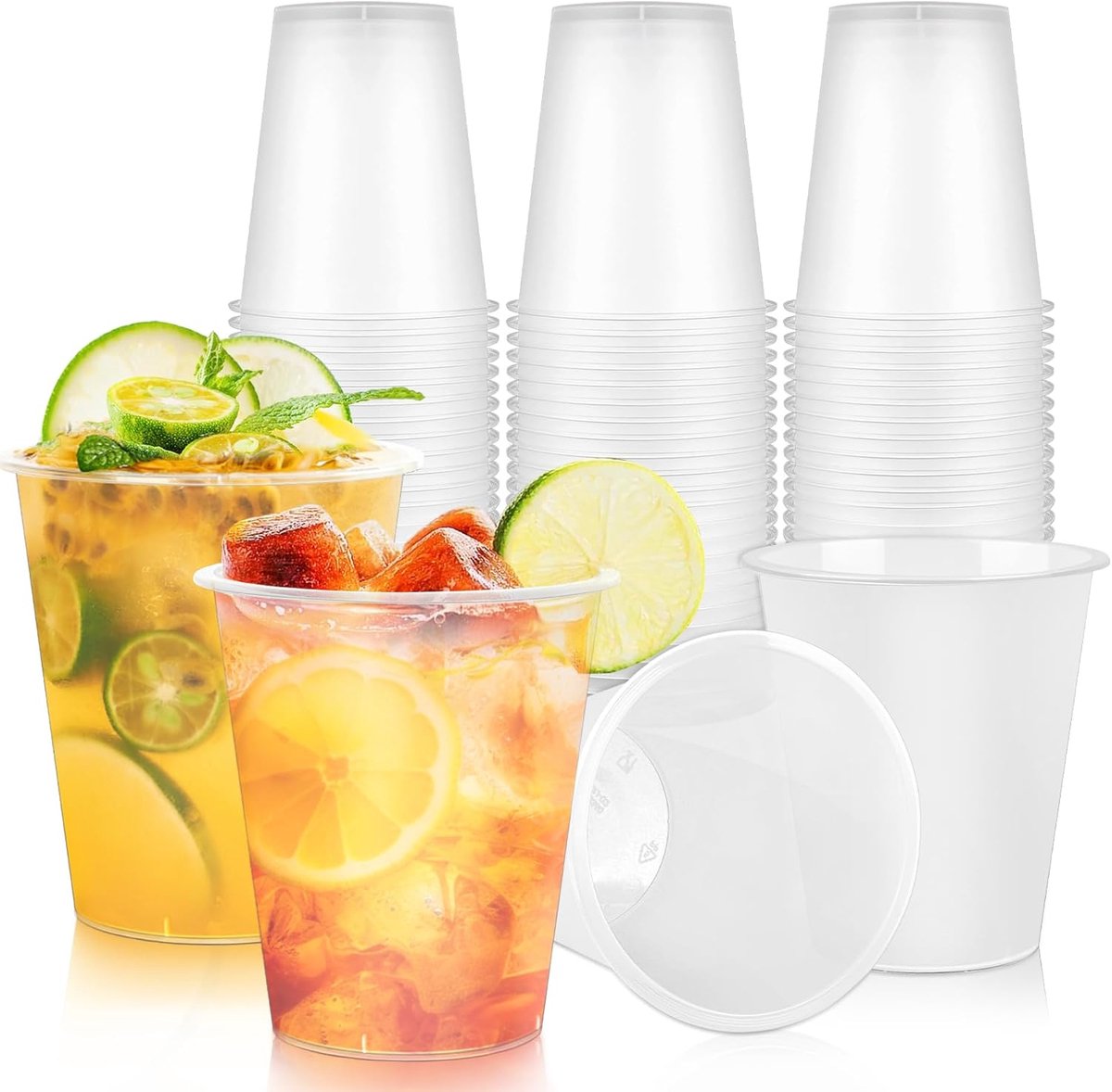 SnelShoppen - 50 Stuks Plastic Bekers 360ml - Stapelbare BPA-vrije Party Cups voor Feest, Bruiloft, Verjaardag, Kerst - Ideaal voor Drankjes, Cocktail