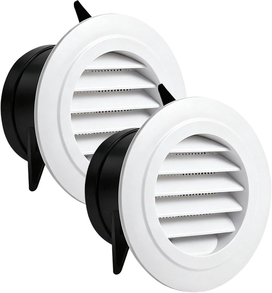 SnelShoppen - Pack van 2 Rond Ventilatieroosters met Insectenbescherming, Ø95 mm voor Ø100 mm Ventilatiesysteem, Efficiënte Luchtcirculatie, Wit, Gesc