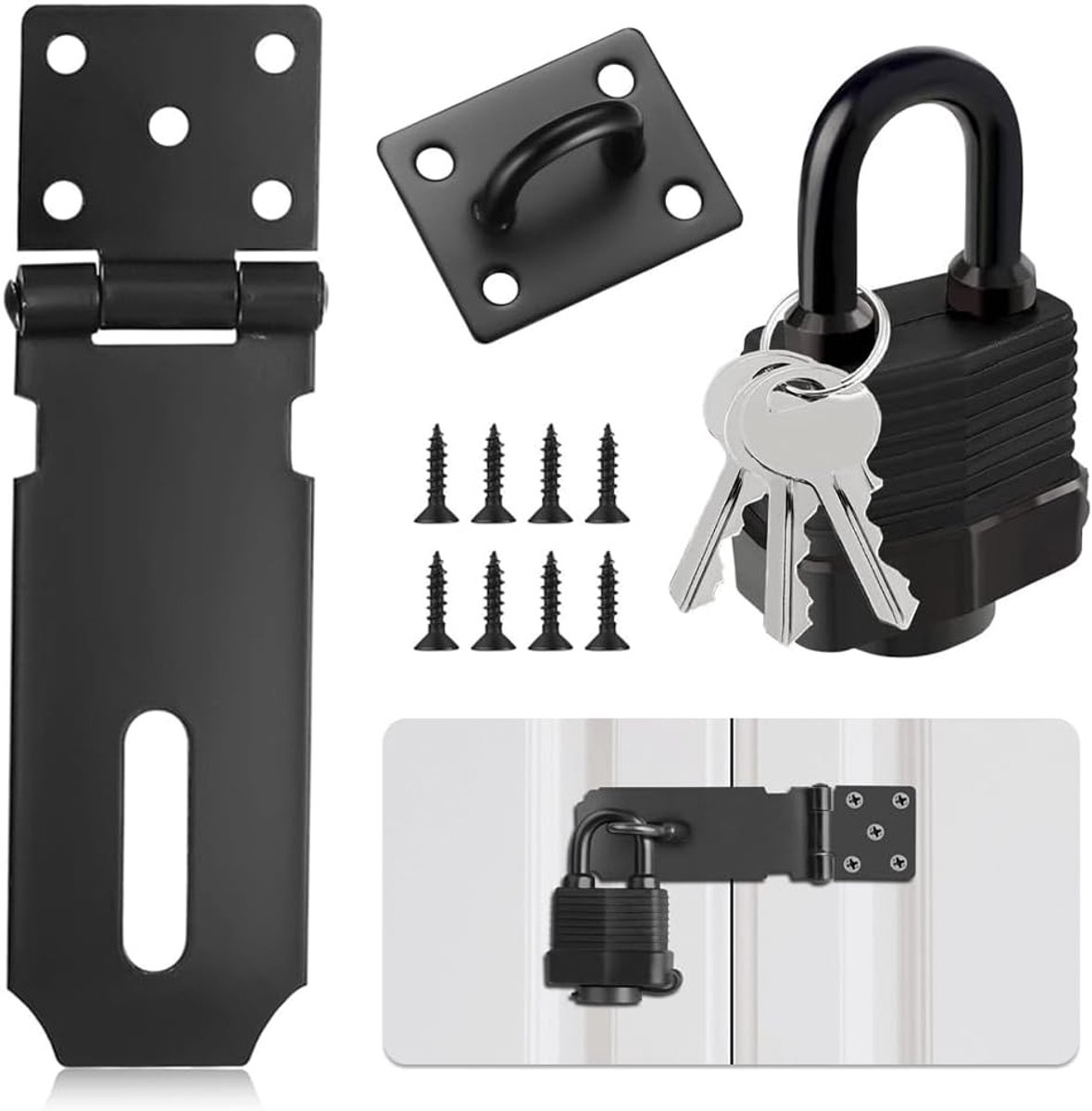 Stainless Steel Lock Hasp 12cm - RVS met Hangslot - Waterdicht en Slijtvast - Veilig voor Tuin en Schuur - ShopVlot