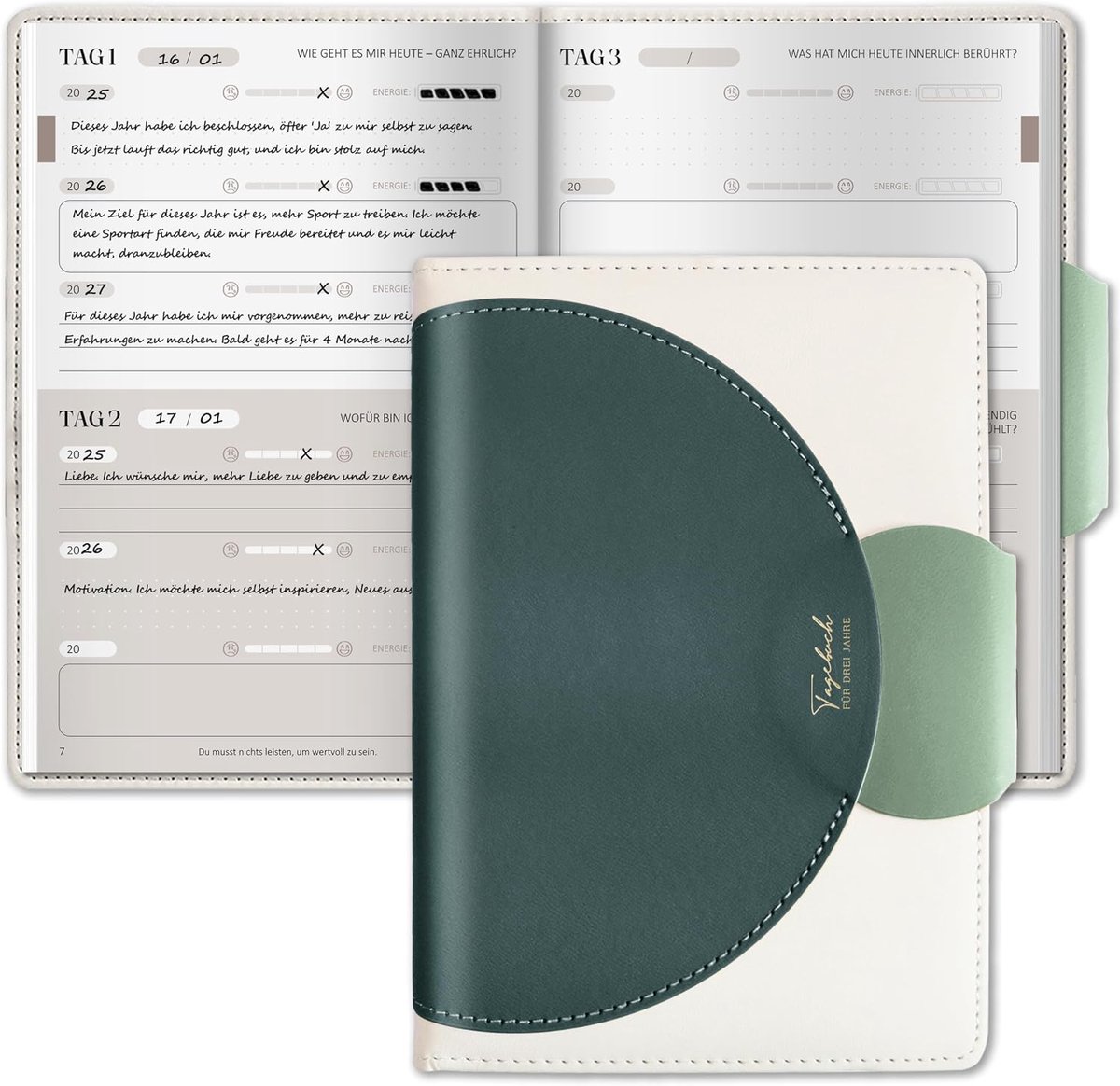 Dagboek 3 Jaar Patchwork Patroon Groen - Notitieboek - Uniek ontwerp - Perfect voor dagelijks gebruik - SnelShoppen