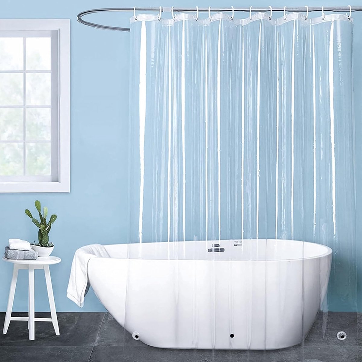 Transparent Shower Curtains for Bathroom Shower Curtain Liners Mildew Resistant, 180x180cm Heavy Duty Transparent Bath - ShopVlot