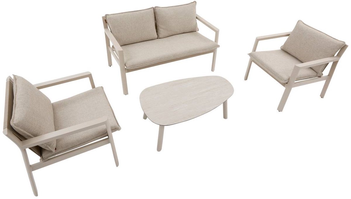 Tuinset voor 4 personen van aluminium FLOVIA