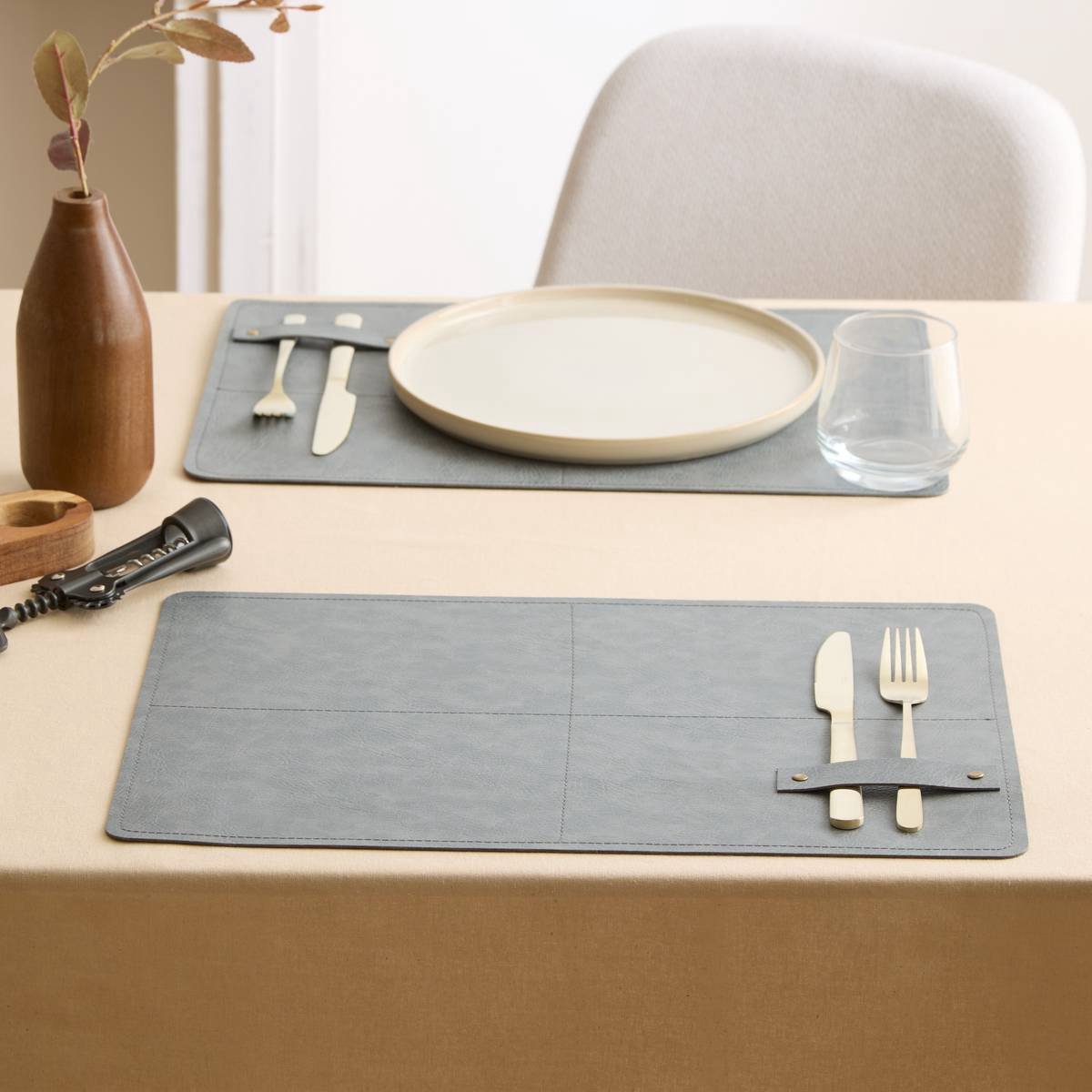 Set de table rectangulaire Glenn 30x45cm gris
