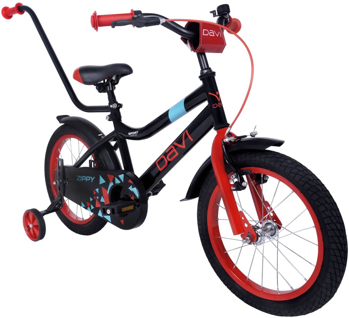 Davi Zippy – Kinderfiets – 16 inch – 1 versnelling – Terugtraprem – 100-130 cm – Zwart – Jongen