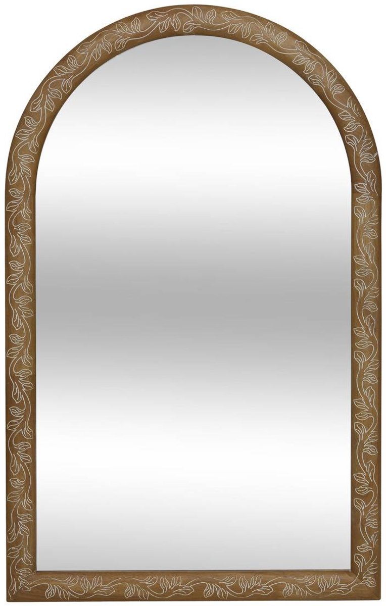 Wandspiegel met houten boog, gegraveerd met plantmotieven ETHEL