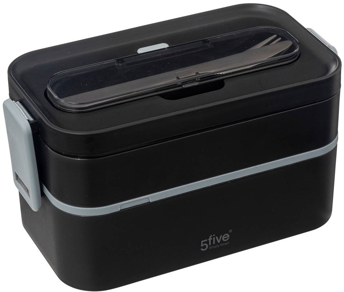 Lunchbox met twee vakken en bestek