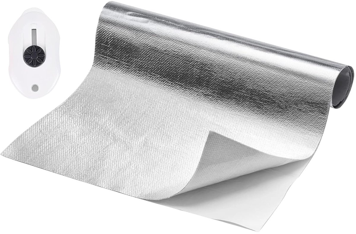 SnelShoppen - Zelfklevende Isolatiefilm Aluminium Folie 60 x 200 cm - Warmte Isolatie voor Auto en Huishoudelijk Gebruik - Thermische Bescherming - Re