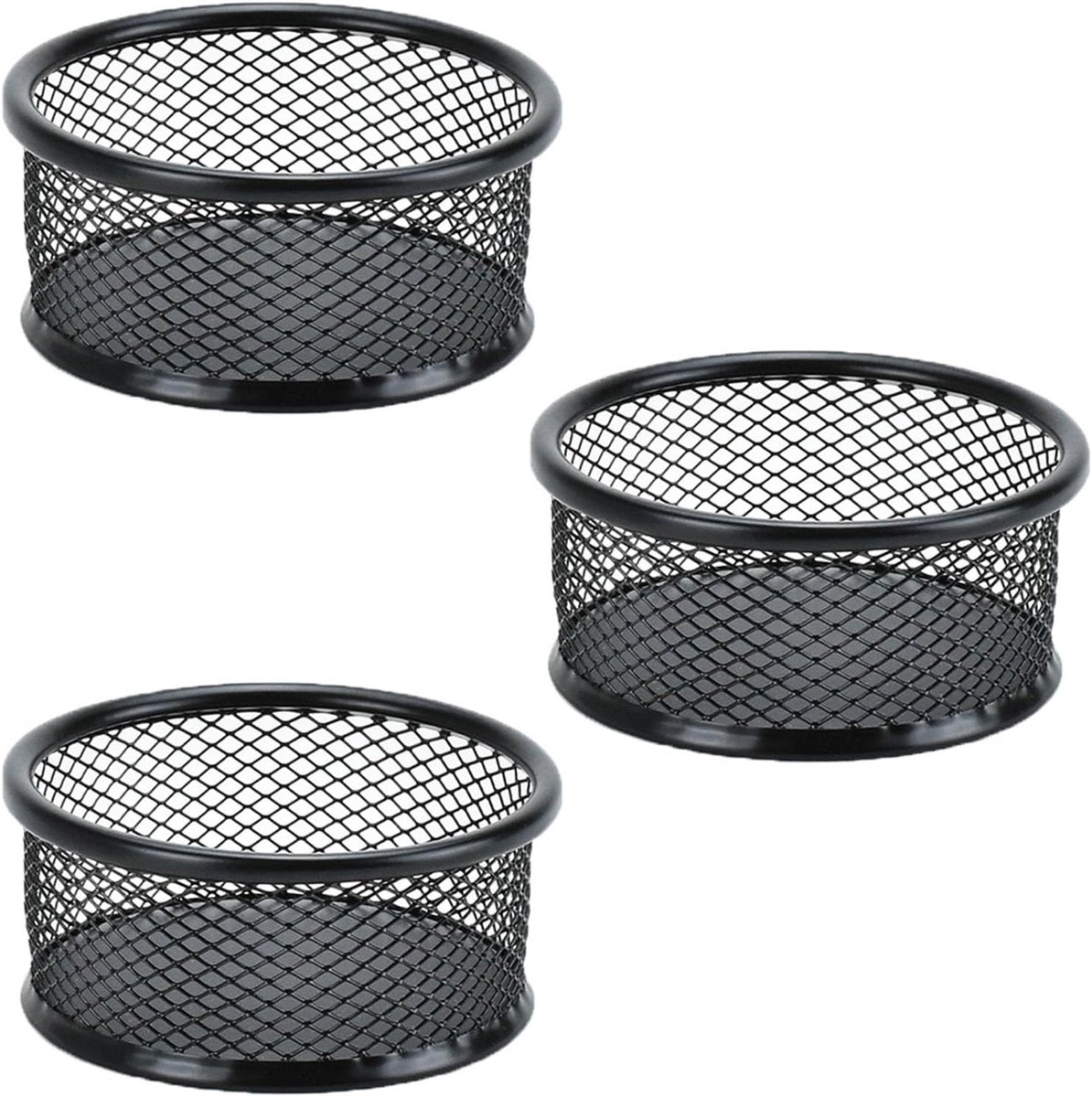 SnelShoppen - 3 Stuks Mesh Papercliphouders, Bureau Paperclipdispenser Organisator van Metaal voor Kantoor Thuis School (Zwart)