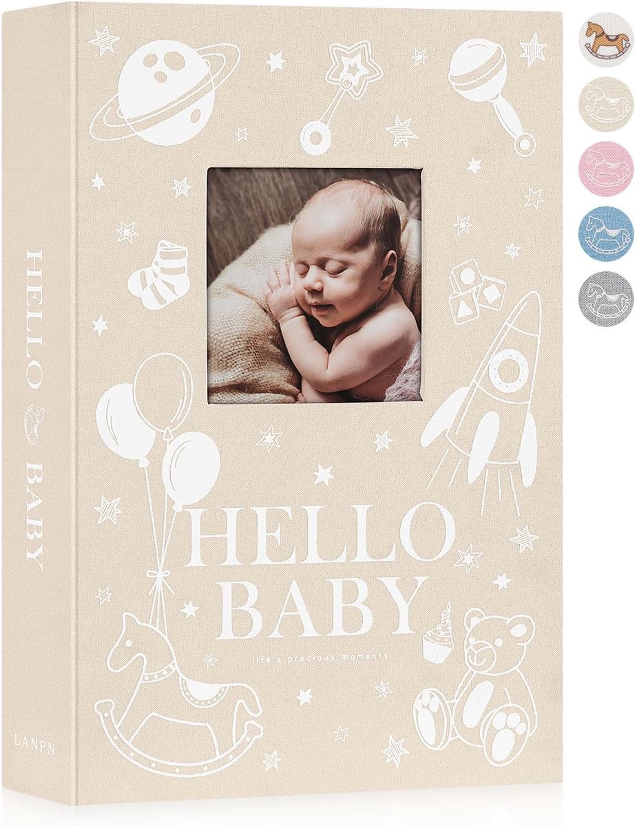 SnelShoppen - Baby Foto Album 4x6 - 300 Pockets - Beige Linnen Photo Book - Memoboek voor Kinderen - Baby Meisje/Jongen Herinneringen - Hoogwaardige K