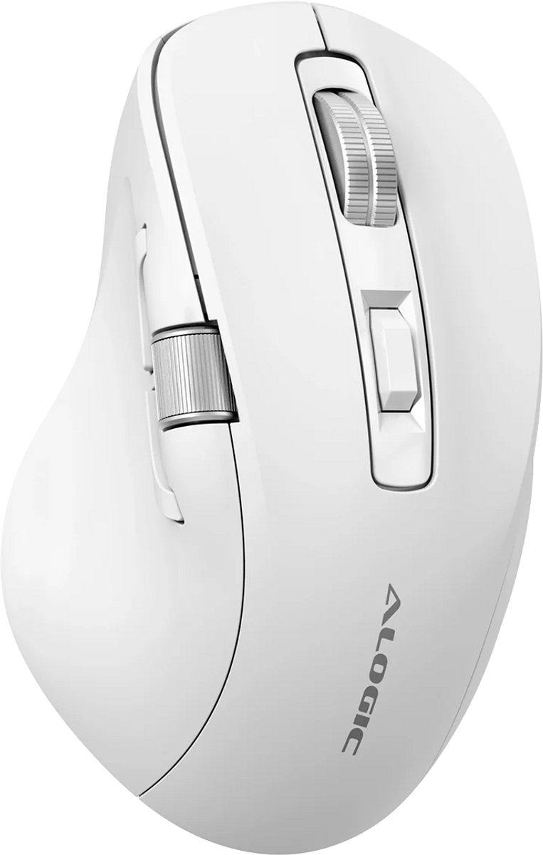 Image of Alogic Apex Draadloze Programmeerbare Muis – Ergonomisch Ontwerp – 6400 DPI – Tot 104 Uur Batterijduur - Wit