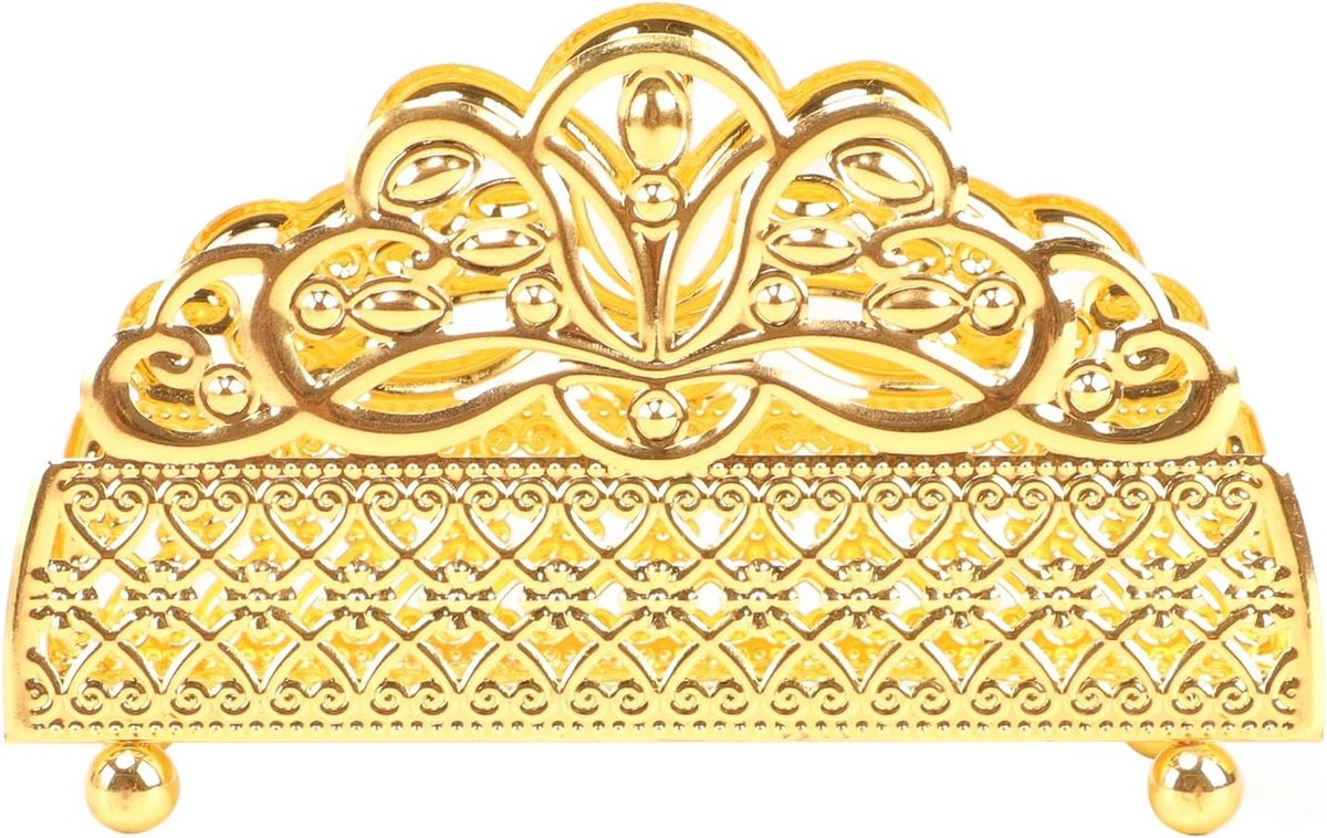 Gouden Servethouder, Ijzeren Servethouder voor Tafels, Luxe Metalen Servethouder Vintage Servetdispenser Organisator Elegante Tissuedispenser voor Keukenwerkbladen, Eettafels