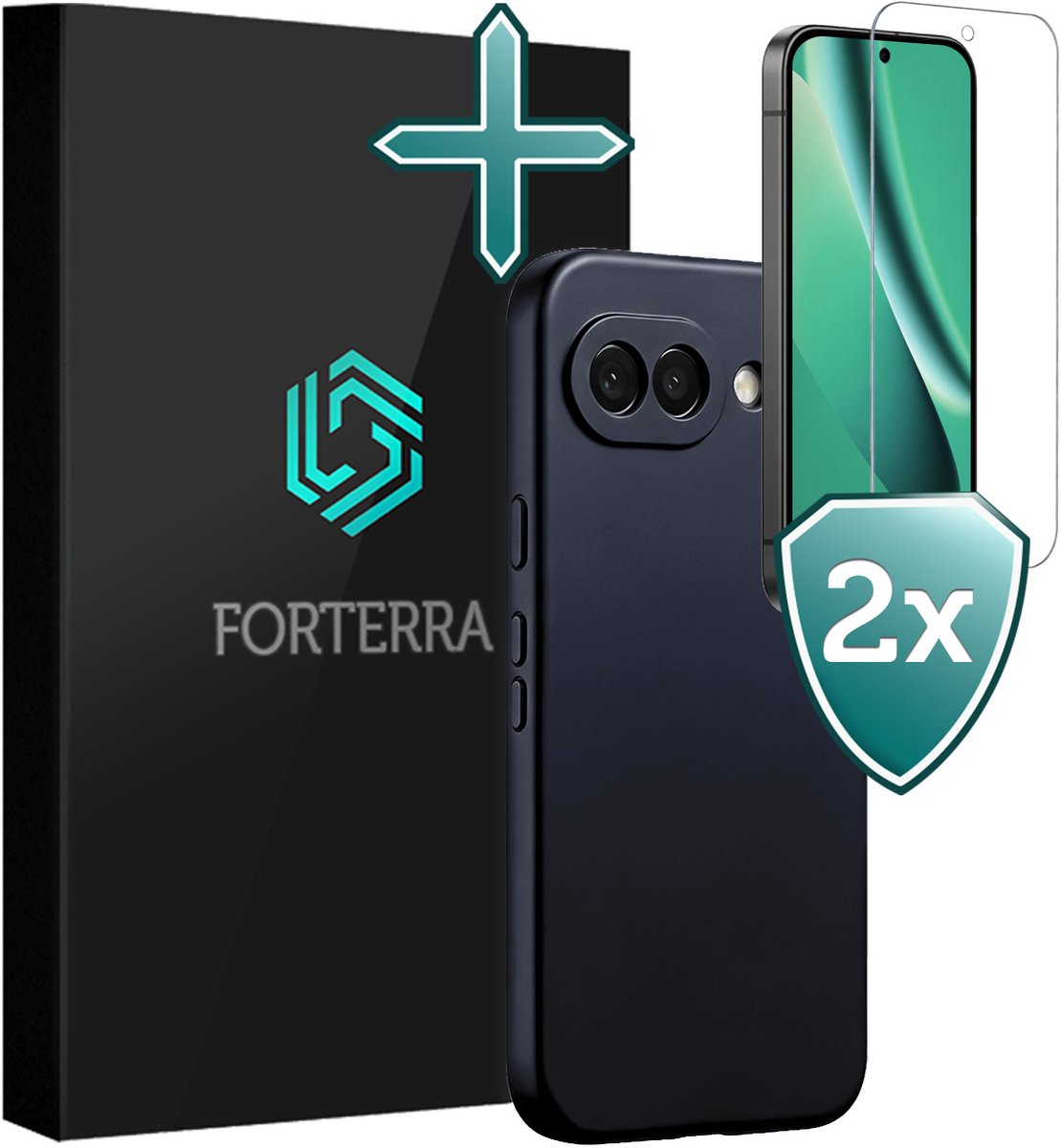 Hoesje Met 2x Screenprotector - Geschikt voor Google Pixel 10a - Sterk & Shockproof - Telefoon Hoes - Back Cover - Siliconen Case - Donkerblauw