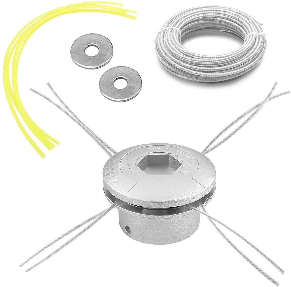 Omgoods - Aluminium Maaikop met Draad voor Grasmaaier 10 m